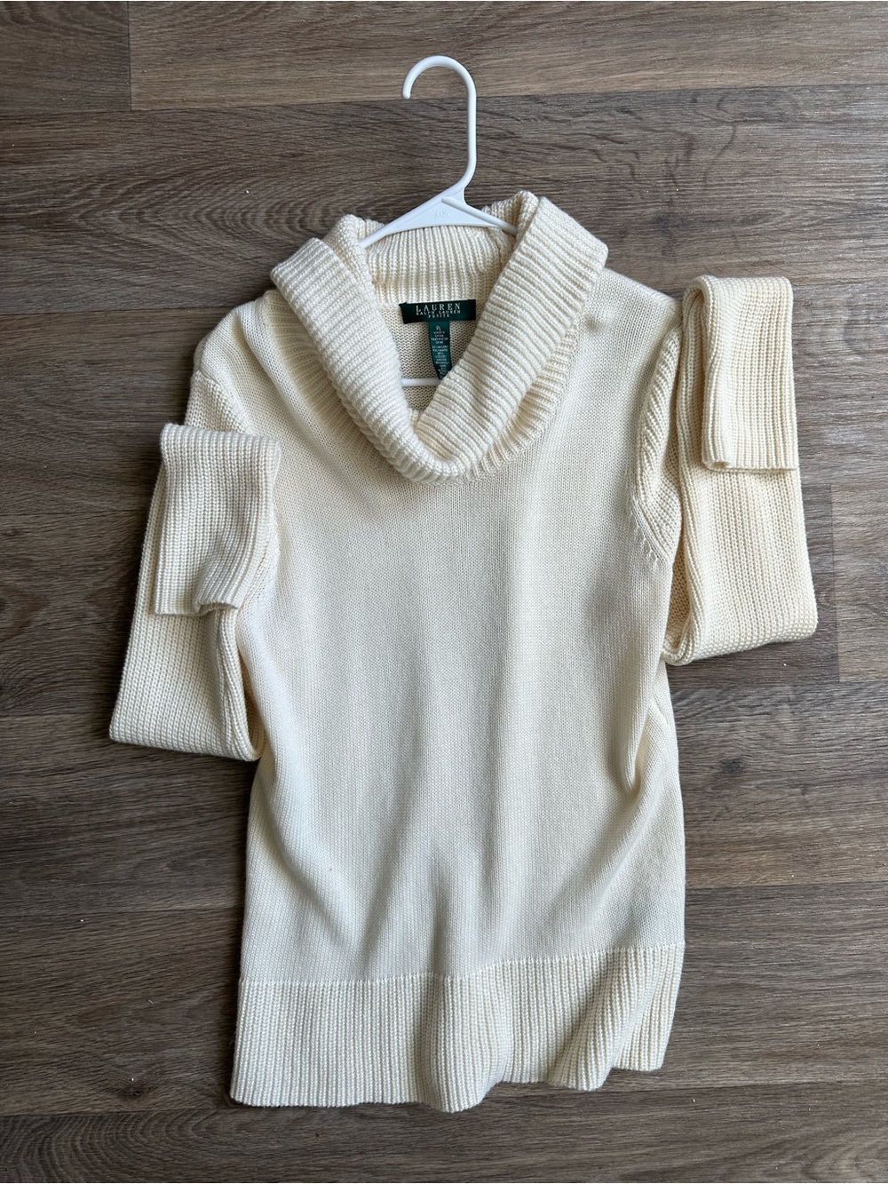 Lauren Ralph Lauren Petite PL Cream Cowl Neck Knit Pullover Sweater Ivory
